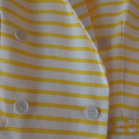 Isaac Mizrahi New York White & Yellow Striped Cotton Blazer - Picture 11 of 12